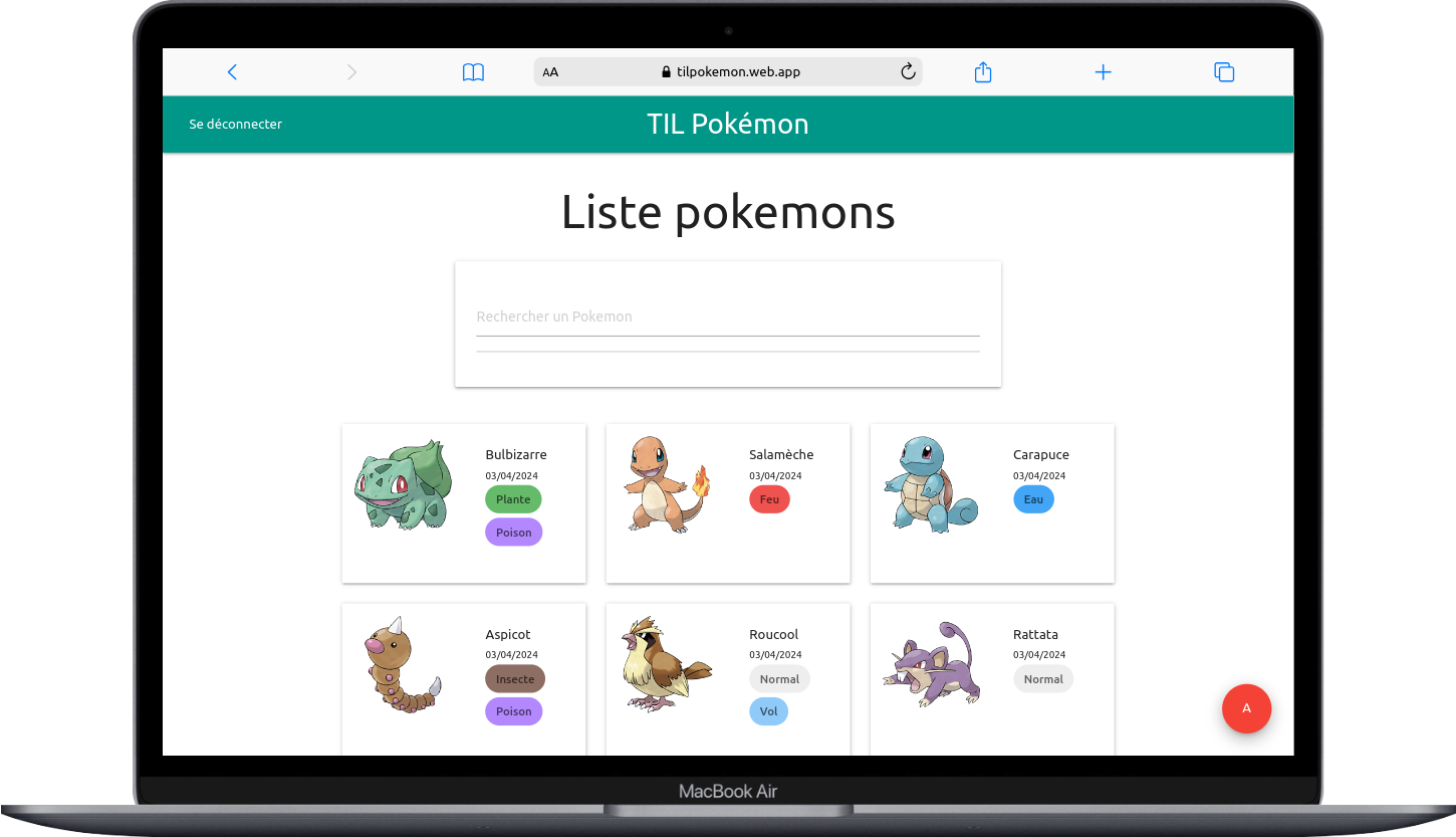 Aperçu du projet MyPokemon